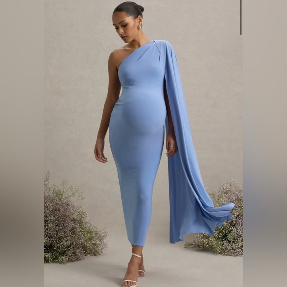 Elegant Blue One Shoulder Dress